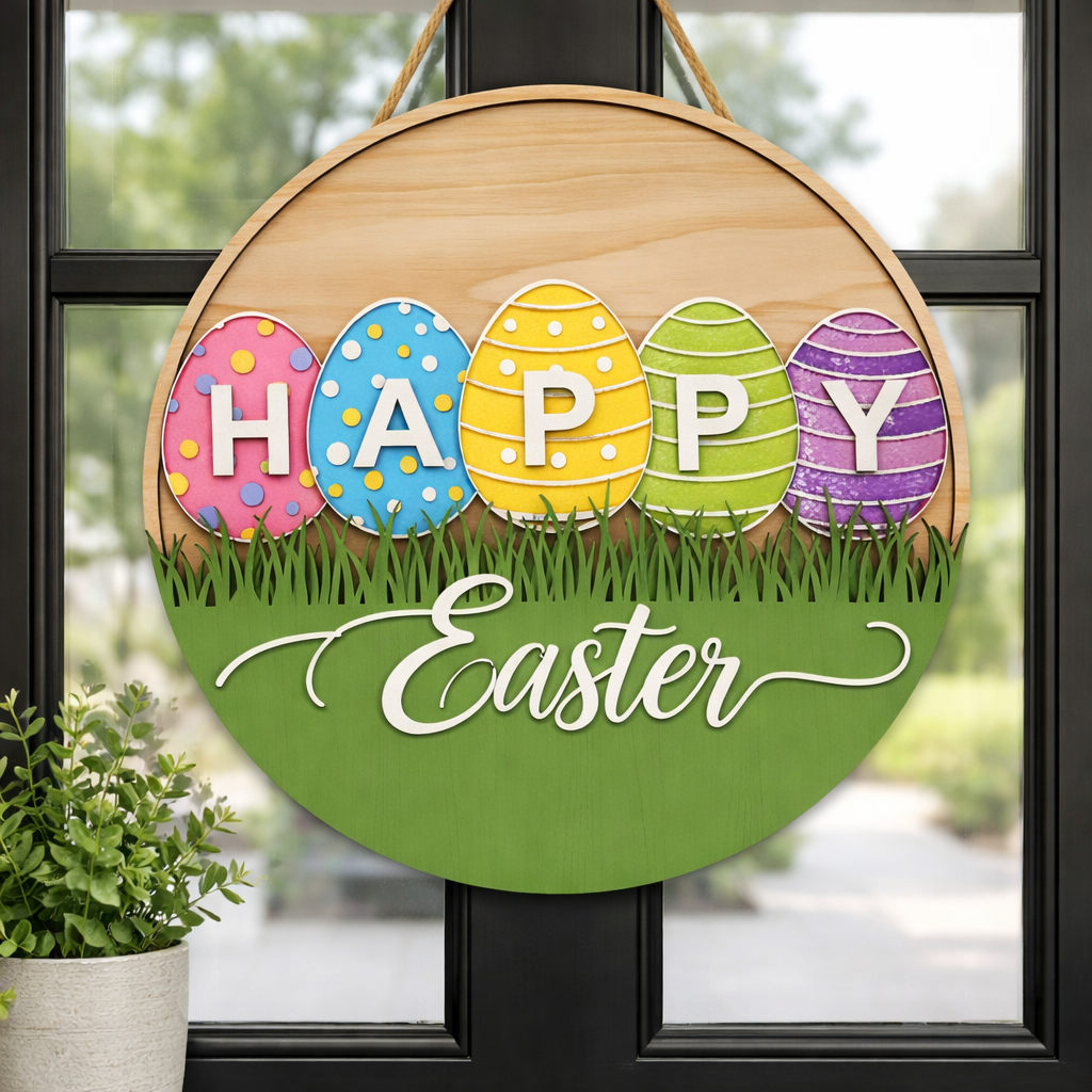 Spring Meadow Easter Egg Door Sign