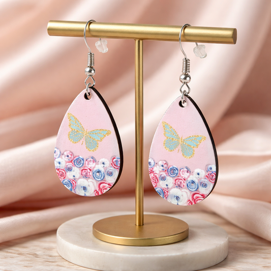 Pink Petal & Butterfly Teardrops
