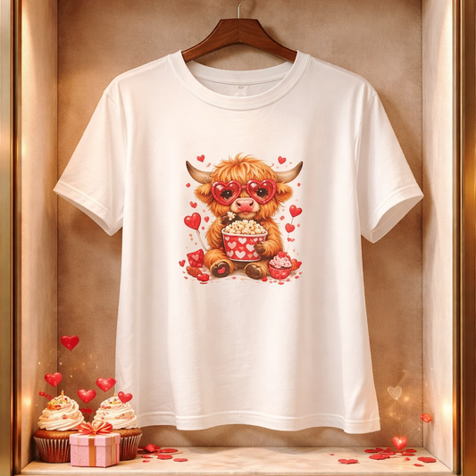 Highland Cow Valentine's T-Shirt