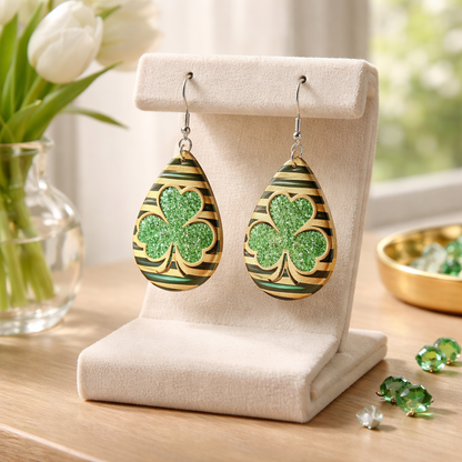 Shamrock Glitter Earrings