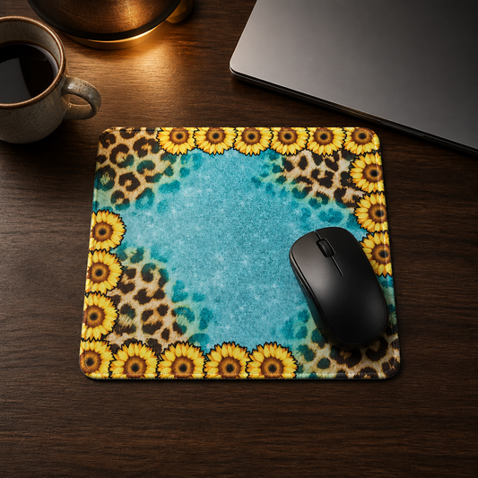 Sunflower & Leopard Print Mouse Pad