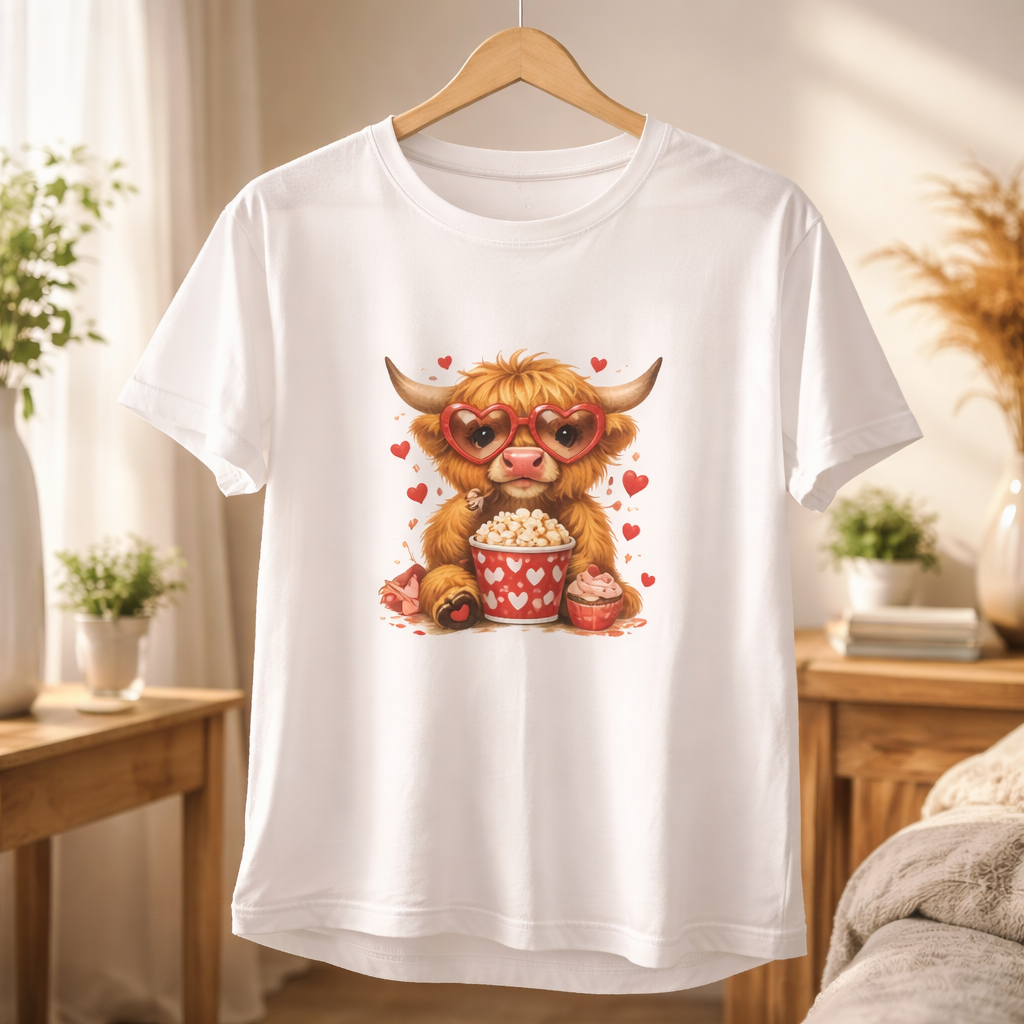 Highland Cow Valentine's T-Shirt