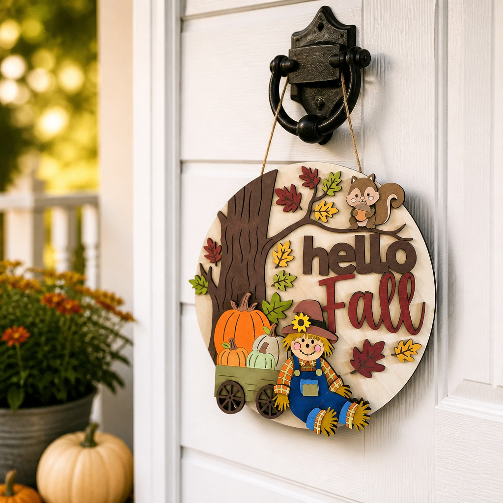 🍂 Hello Fall Pumpkin Door Hanger